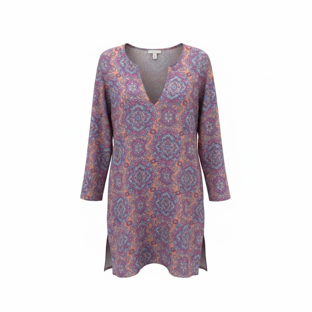 J.Crew Womens Pink Blue Medallion Paisley Cotton Tunic Cover Up 12572 Size S